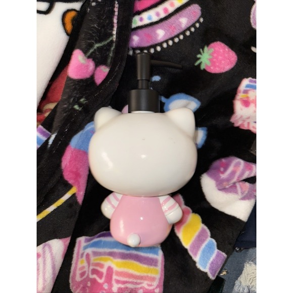 Nwt Sanrio Hello Kitty Ceramic Hand Soap Dispenser Lotion Pump Pink Stripe Bow - Picture 4 of 6